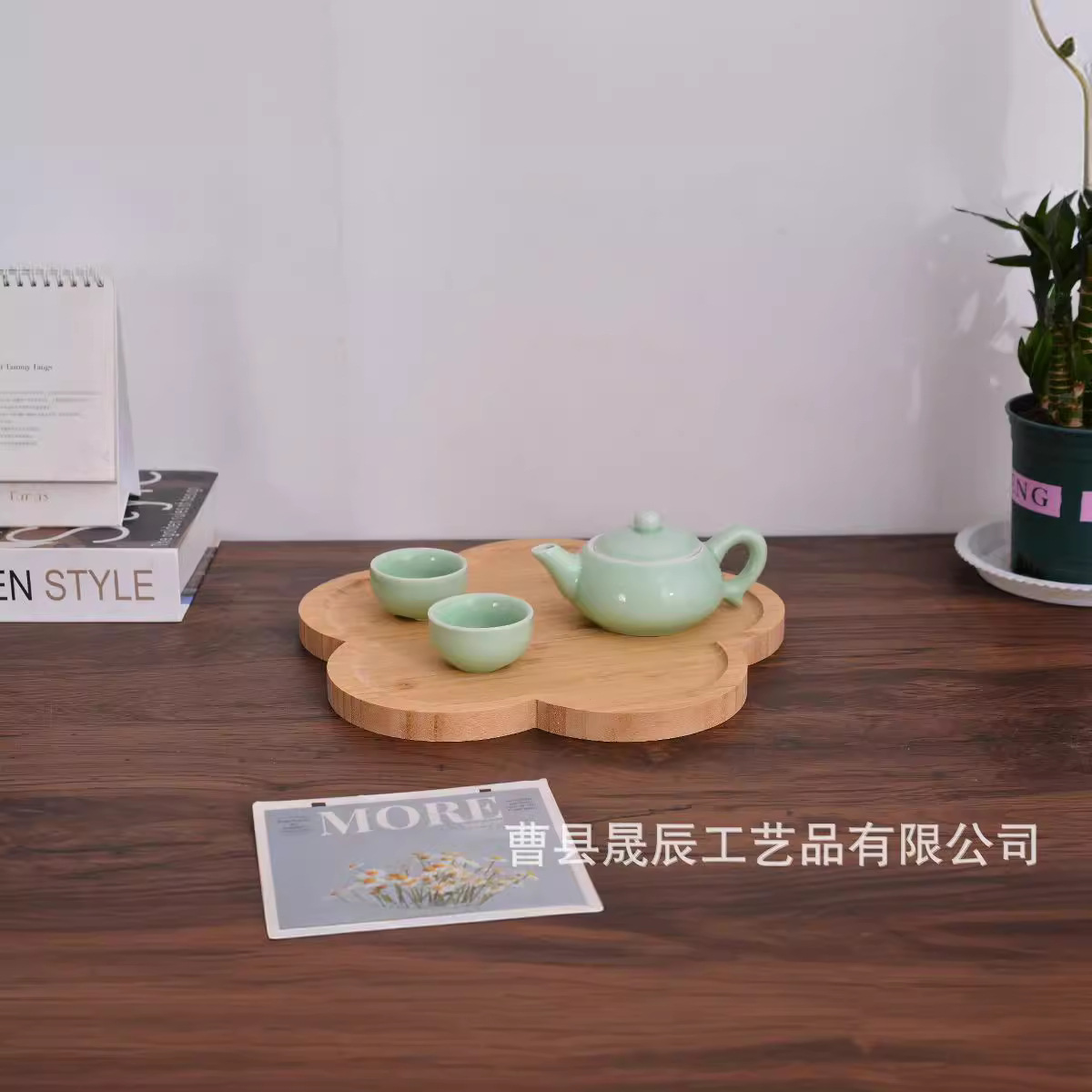 Bandeja de madera de flor de viento ins Plato de comedor de madera de pétalo Plato de postre de fruta de pastel Plato de almacenamiento de madera para el hogar Péndulo de escritorio