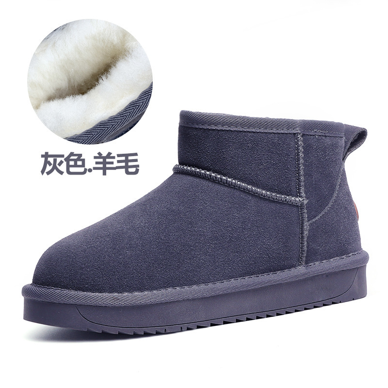 Botas de nieve de invierno de lana de mujer con cachemira de piel de vaca con base gruesa anti-deslizante y alta calentamiento botas de algodón zapatos de algodón