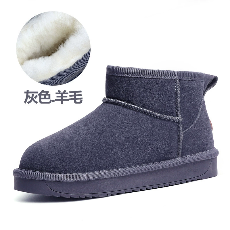 Winter fleece leather non-slip high keep warm boots platform