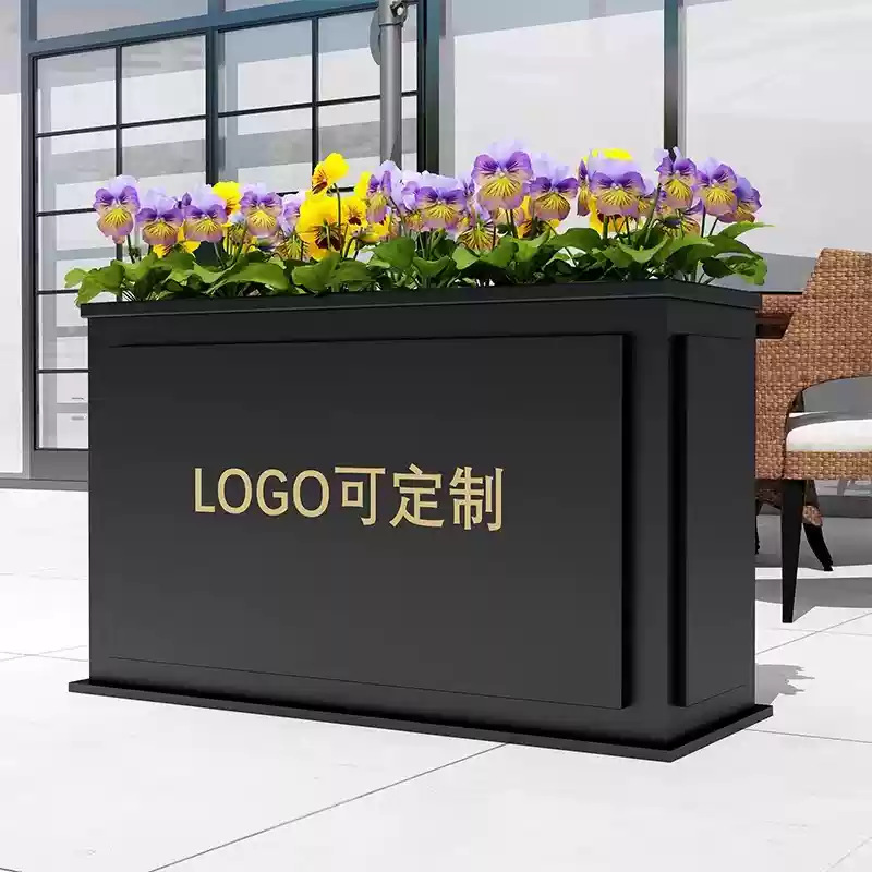 Caja de flores de acero inoxidable al aire libre combinación de cama de flores móvil divisoria de péndulo exterior departamento de ventas valla municipal caja de plantación de tanque de flores