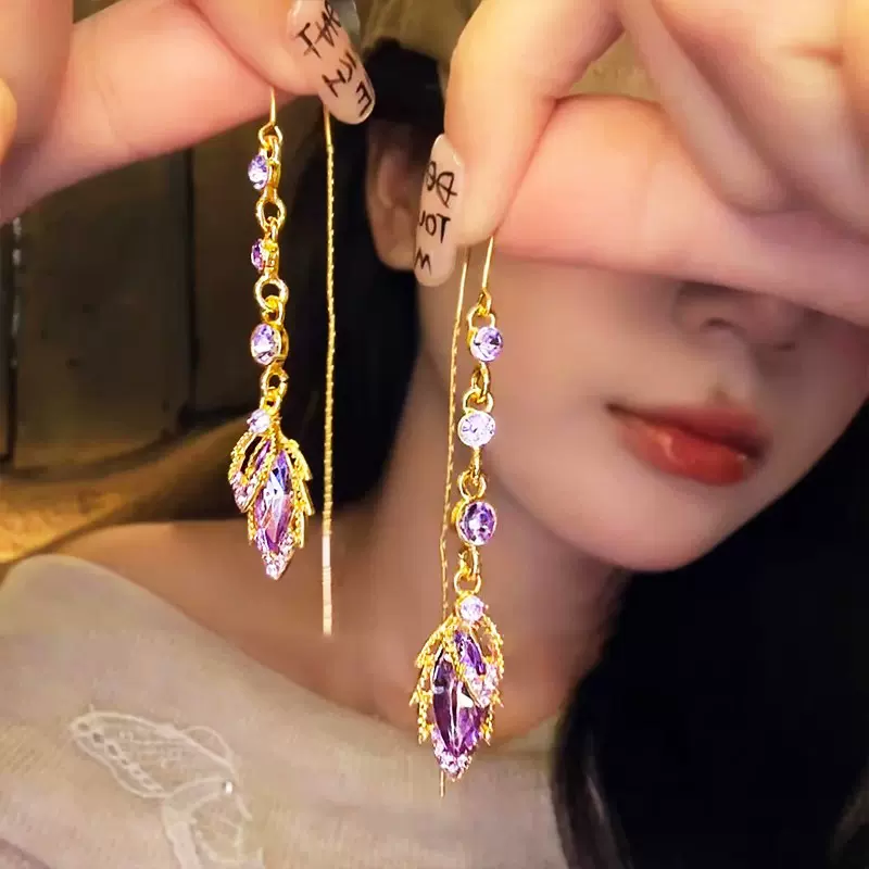 紫气东来流苏耳线女时尚精致气质耳钉高级感超仙小众百搭耳饰饰品