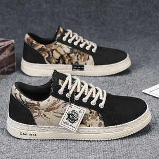 Canvas shoes for boys 2024 Spring Breathable trendy versatile sports casual sneakers men's linen cloth shoes old Beijing cloth shoes