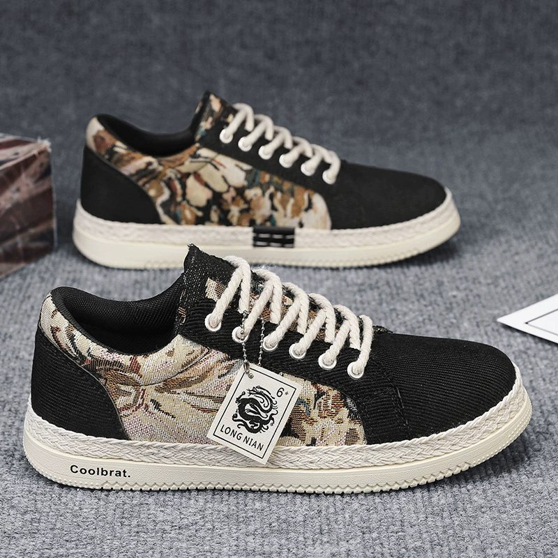 Тканевые туфли для мальчиков 2024 Весенние дышащие тренды дикие виды спорта повседневные кроссовки мужские льняные туфли старые пекинские туфли