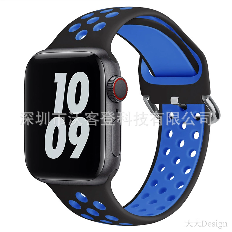 Подходит для Apple, силиконовый ремешок Nike с защёлкой, для Apple Watch 8/7/SE/6/5/4/3/2/1, двухцветный силикон