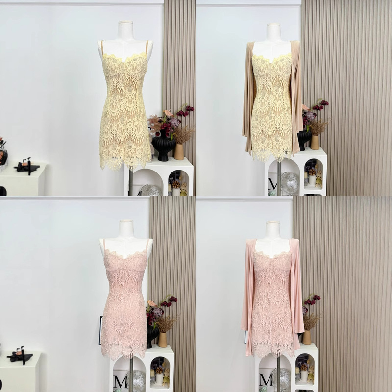 春水映梨花*刺繍レース気質シスター女性らしいエレガントな体型ドレス|undefined