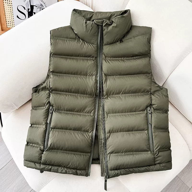 Light and thin short demi-season vest with down, keep warm tank top, jacket, Korean style