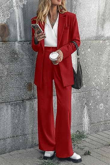 Women's Pant Set For Work Autumn Winter Professional Two Piece Outfit_voghion.com