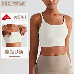 2023 cross-border new style fresh and sexy suspender sports bra European and American Lycra fitness yoga vest with chest pad