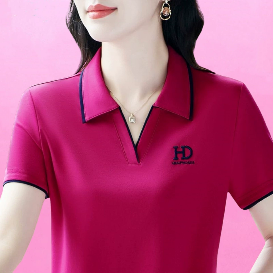 Женская рубашка с короткими рукавами, лето 2025, новый стиль, модная свободная футболка для похудения, повседневный тонкий топ