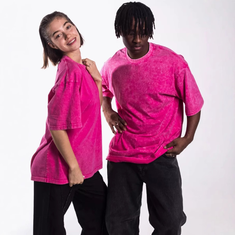 Amazonins lavado retro europeo gran camiseta de algodón de manga corta de cuello redondo suelta camiseta para hombres y mujeres