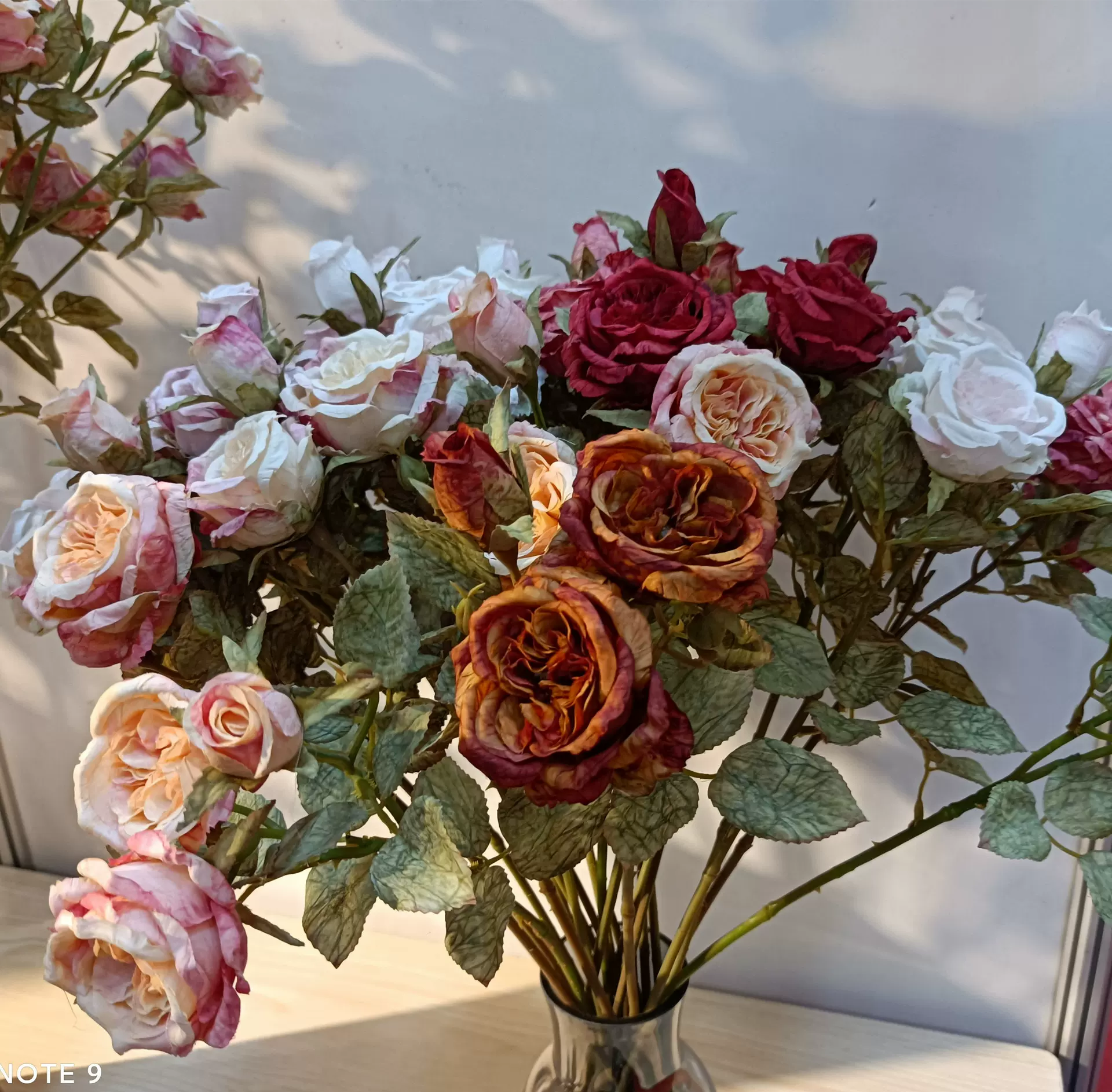 厂家新品 三头小号奥斯汀皱布做旧玫瑰 仿真花假花婚庆手捧配件