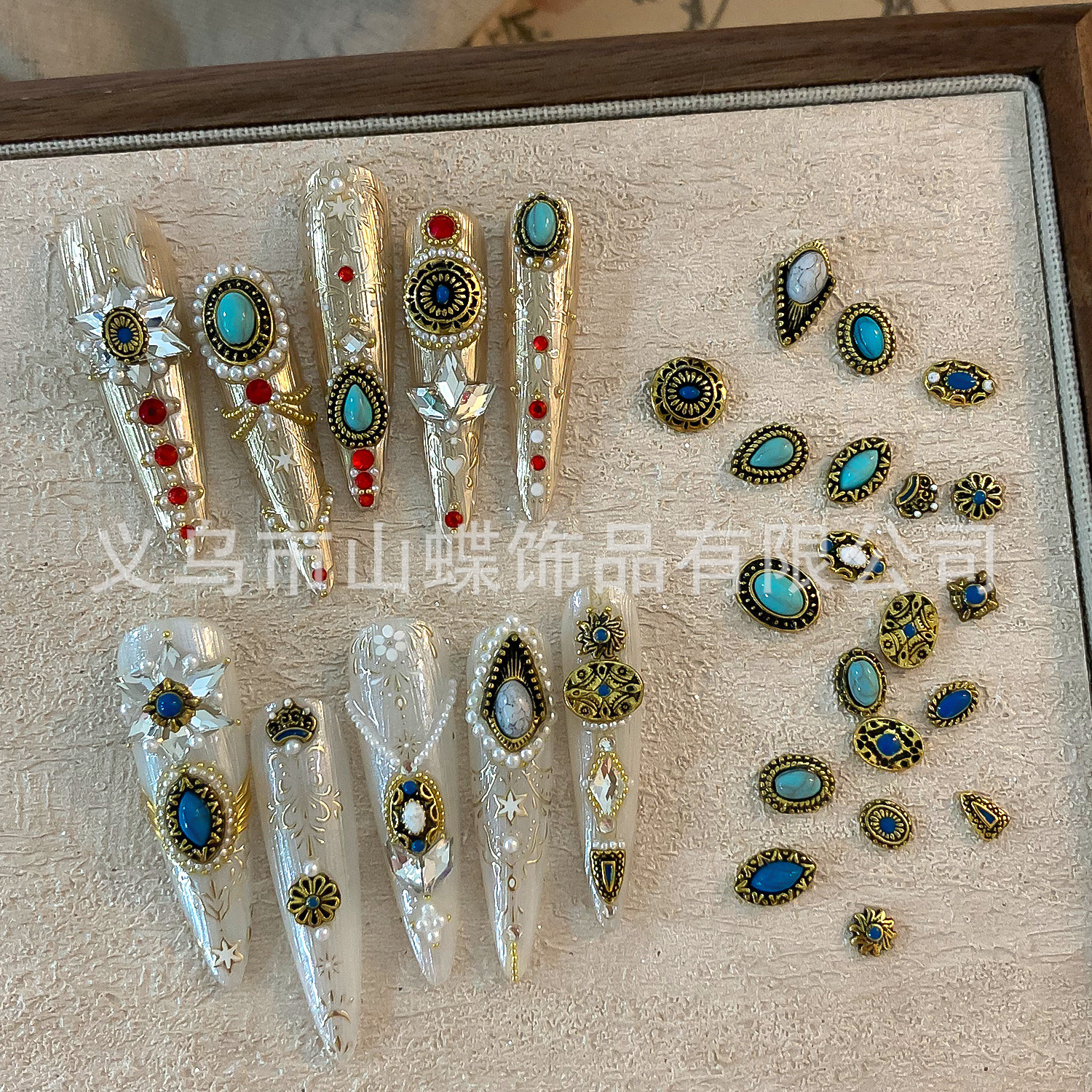 새로운 네일 아트 Buchelati 시리즈 쥬얼리 레트로 코트 스타일 이국적인 민족 스타일 플랫 하단 쥬얼리 다이아몬드 쥬얼리