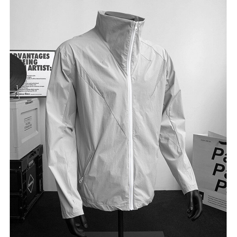 アメリカのトレンディなブランドメッシュ速乾性日焼け止め服メンズ夏薄いデザインニッチルーズカジュアルトップジャケット|undefined