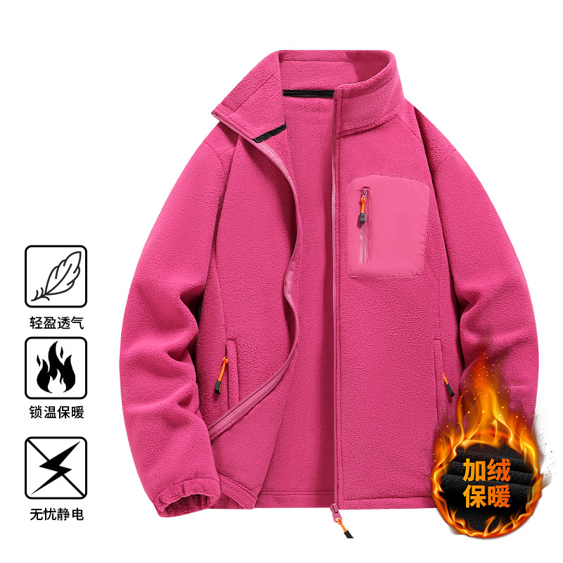 Otoño y invierno nuevo tipo de chaqueta de terciopelo para hombres y mujeres con terciopelo caliente de cuello relajado de grano de agitación casual chaqueta de terciopelo para hombres