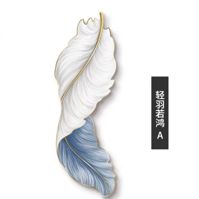 Декоративная живопись специальной формы, подвесная картина, главная спальня, спальня, столовая, детская комната, подвесная картина, декоративная живопись, синие и белые перья 60180