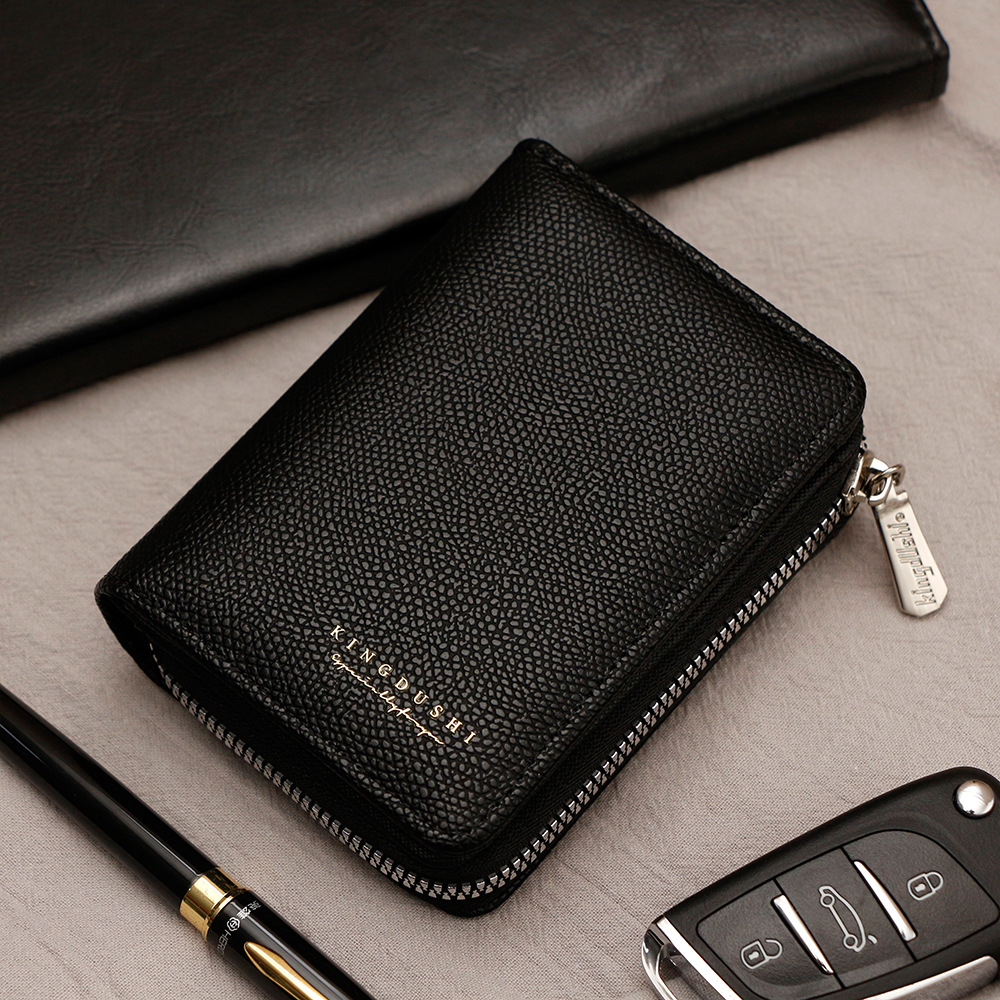 Ventas transfronterizas calientes de granulares para hombres billetera vertical de gran capacidad cremallera bolsa de tarjetas de cremallera bolsa de cambio multi-tarjeta cartera