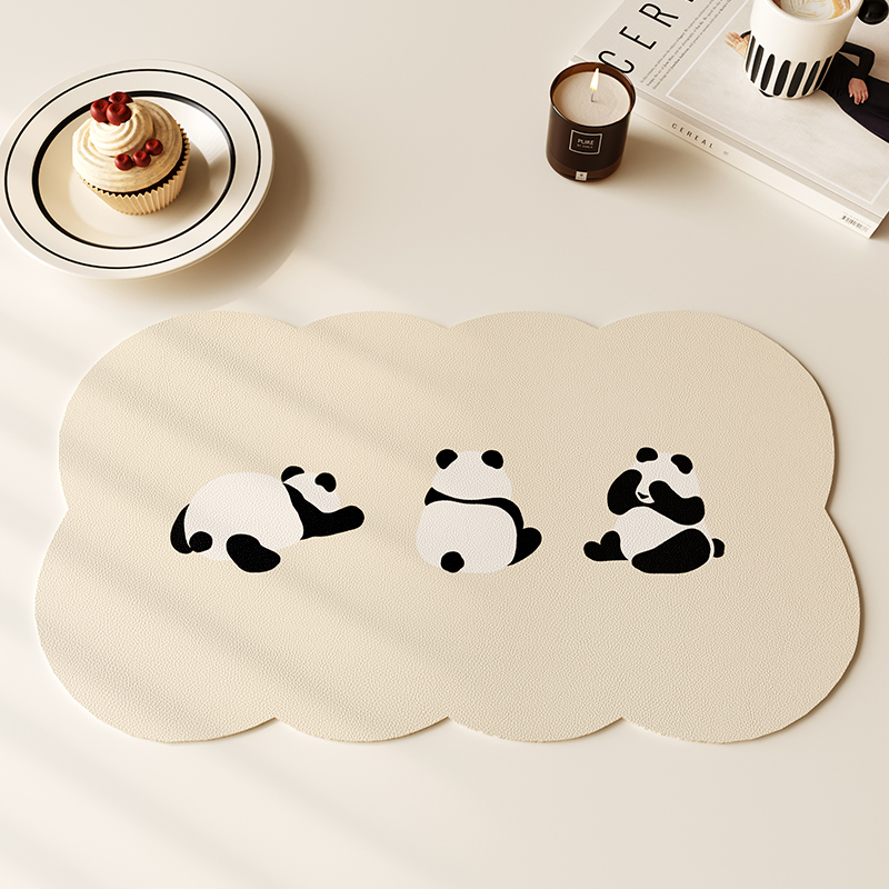 P224HOUOH熊猫餐厅客厅餐垫皮革桌垫学生午餐垫隔热杯碗垫办公鼠