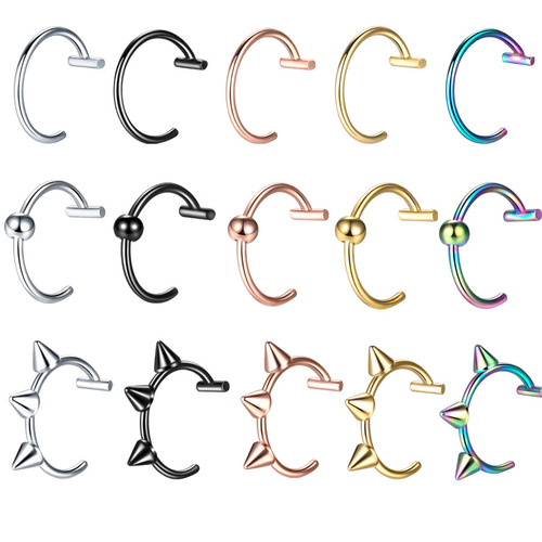 European and American style stainless steel piercing jewelry, no-hole fake lip rings, lip clamps, cross-border e-commerce source products, nose ring piercing jewelry, lip studs