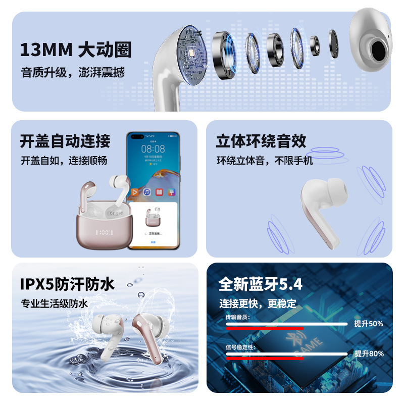 爆款跨境私模智能科技降噪长续航入耳式无线耳机触控通用蓝牙耳机|undefined