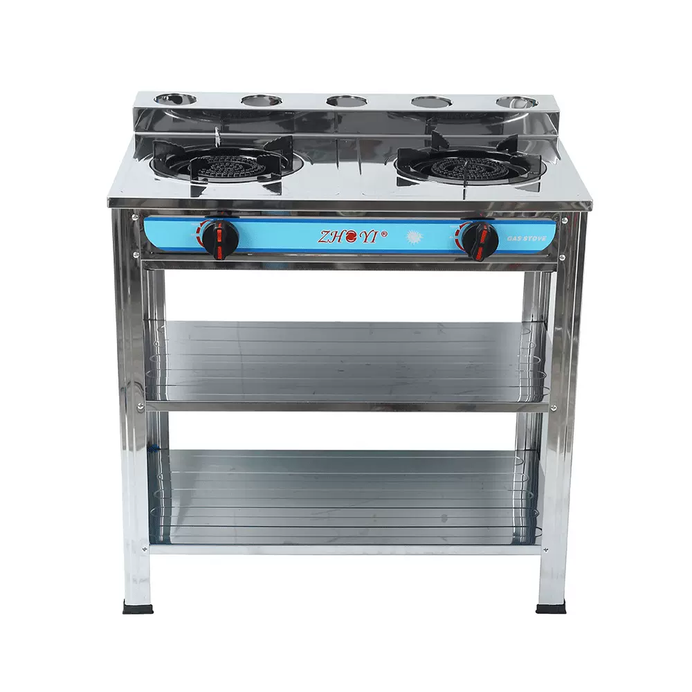 外贸出口跨境燃气灶铸铁燃烧器不锈钢面板站立台式煤气液化煤气灶