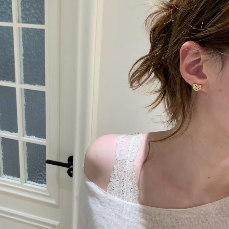 S925 スターリングシルバーラブクッキーイヤリング 2025 新しいライト高級ハイエンドフレンチレトロ気質イヤリング女性のための|undefined