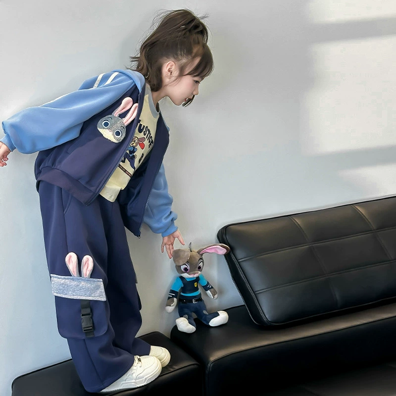 Девушка осенний костюм новый мультфильм Джуди кролик полицейский пиджак топы детские комбинезоны