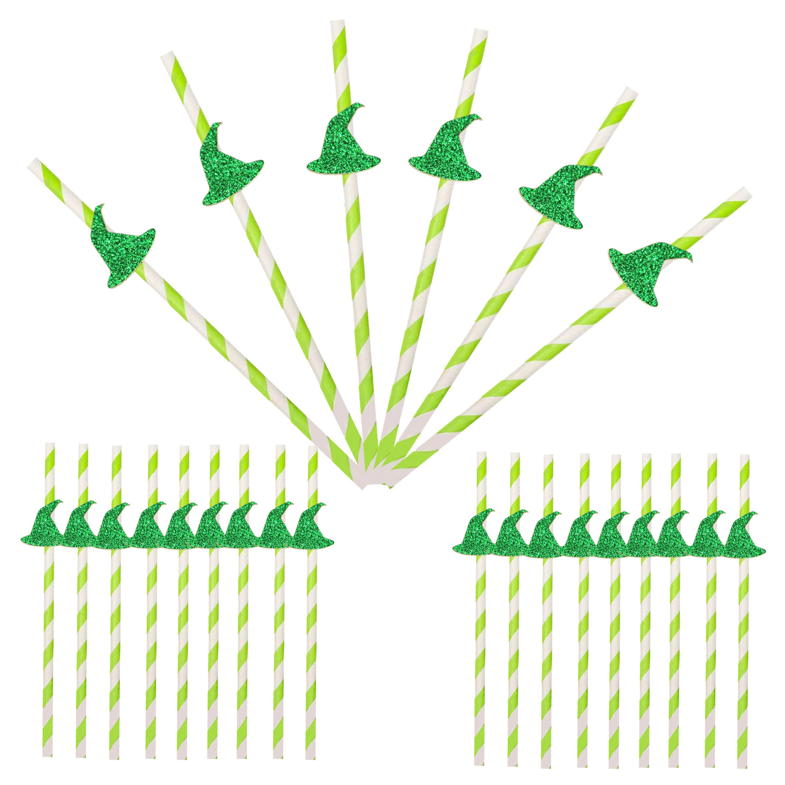 Punto transfronterizo al por mayor papel creativo de Halloween pajita sombrero de bruja corona decoración postre mesa botella de pudín plug-in