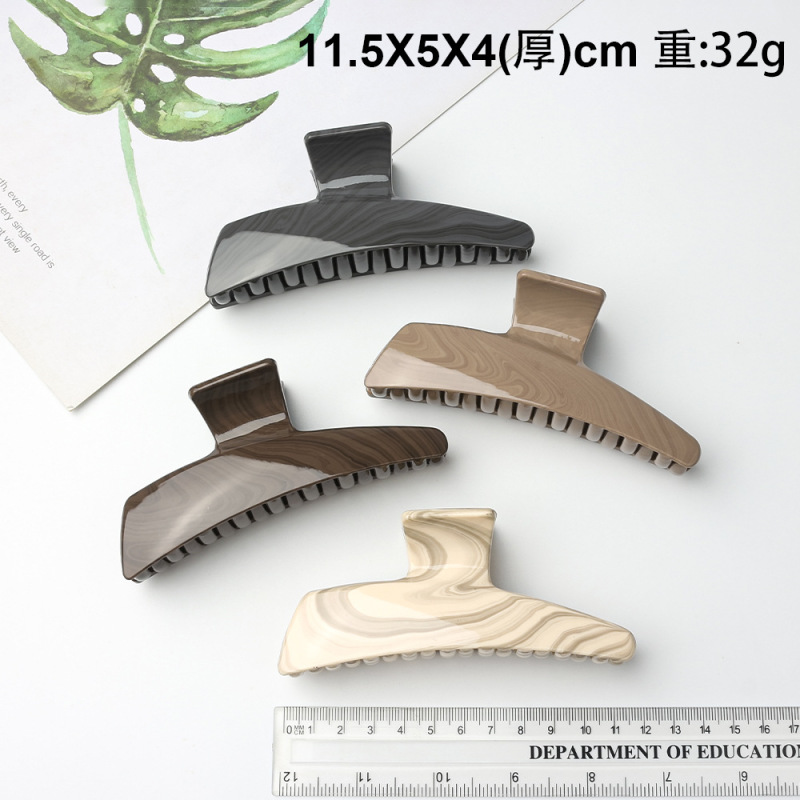 韓国のニッチデザインの幾何学的な水木目グリップクリップ、シンプルで多用途な後頭部ヘアクリップ、サメクリップ、大きなヘアクリップ|undefined