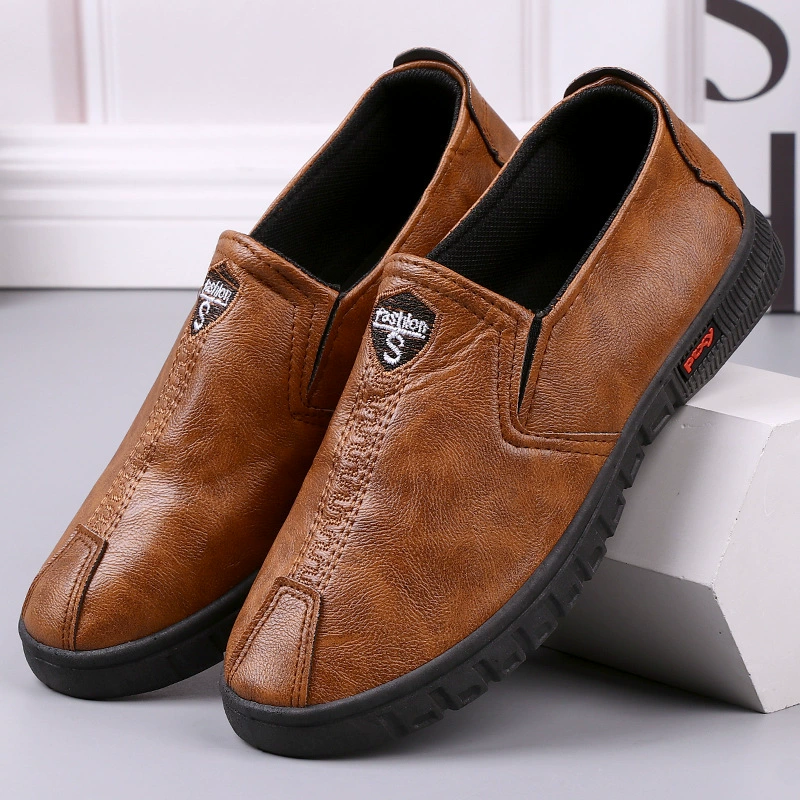Мужские кожаные шапки с мягкой подошвой, весна-осень 2022, новый стиль, одноногие деловые туфли для вождения, трансграничные повседневные кожаные туфли
