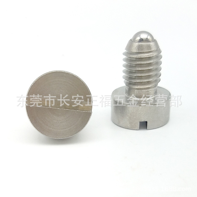 ZC301-2-M4不锈钢带一字槽螺纹销锁 盖型头一字波珠 圆头定位销