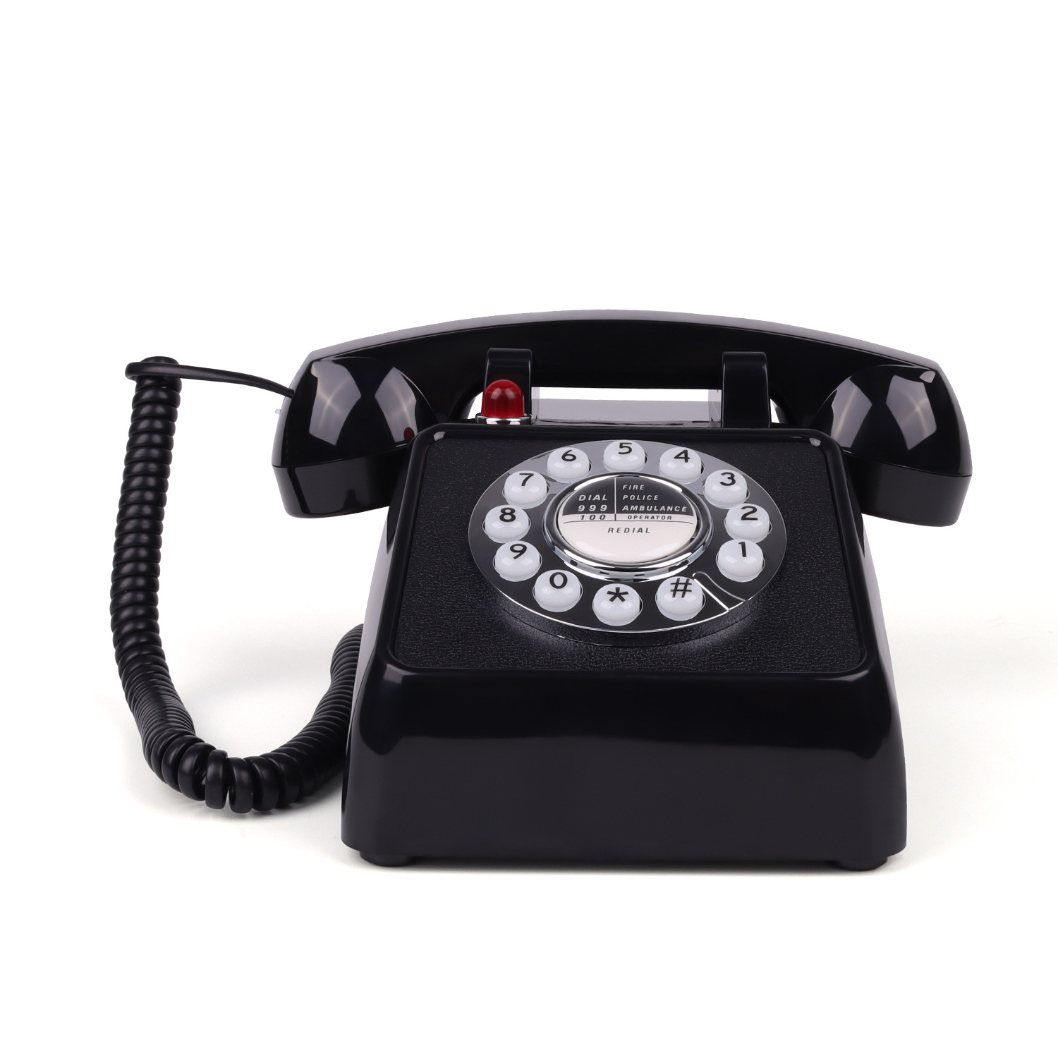 Retro-style landline phones with large ringtones, antique-style hotel phones, customer service office phones wholesale.