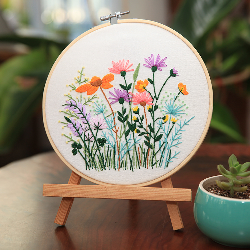 Hecho a mano de los niños DIY pintura bordado material paquete decoración Lu bordado su bordado europeo hojas Cruz puntada Kit