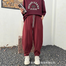 宽松显瘦针织加绒松紧腰抽绳哈伦裤女 2025秋季新款休闲百搭卫裤