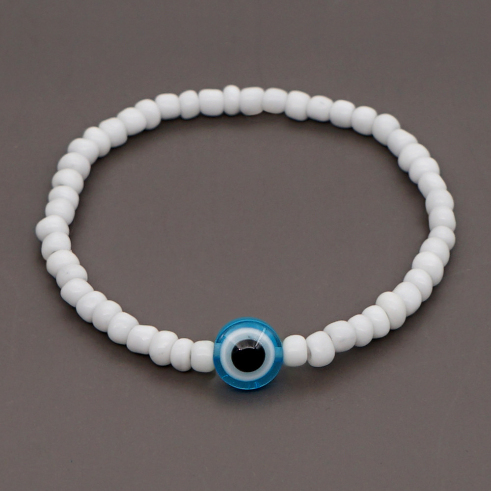 Korean Style White Glass Beads Glass Eye Bracelet Wholesale display picture 5