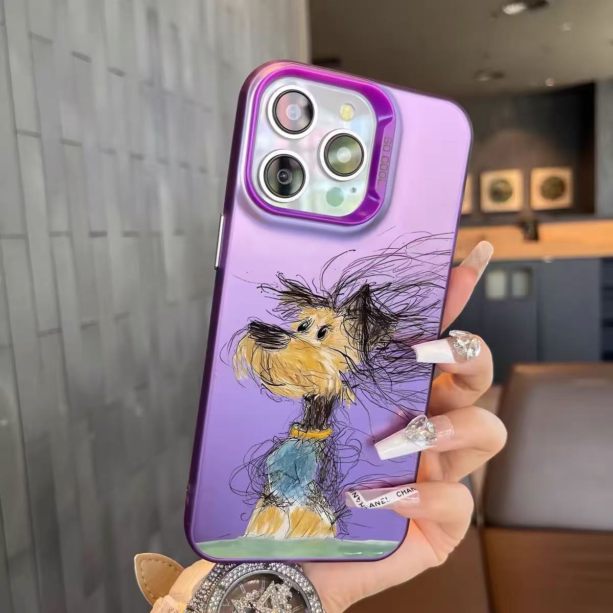 Nuevo perro de pelo frito para iPhone 16 funda para teléfono móvil Apple 15promax/14 anti-caída 13pro12 personalidad