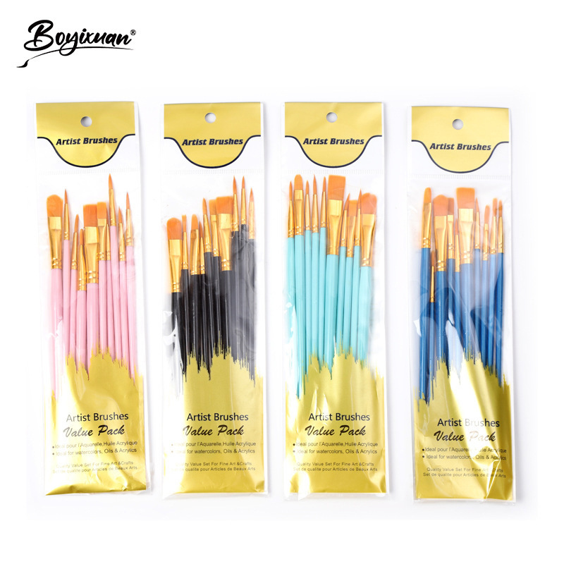 Cross-Border 10-Pack Plastic Nylon Watercolor Pen Art Digital Painting Nail Art Hook Line Acrylic Oil Paint Brush Set Cross-Border 10-Pack Plastic Nylon Watercolor Pen Art Digital Painting Nail Art Hook Line Acrylic Oil Paint Brush Set
