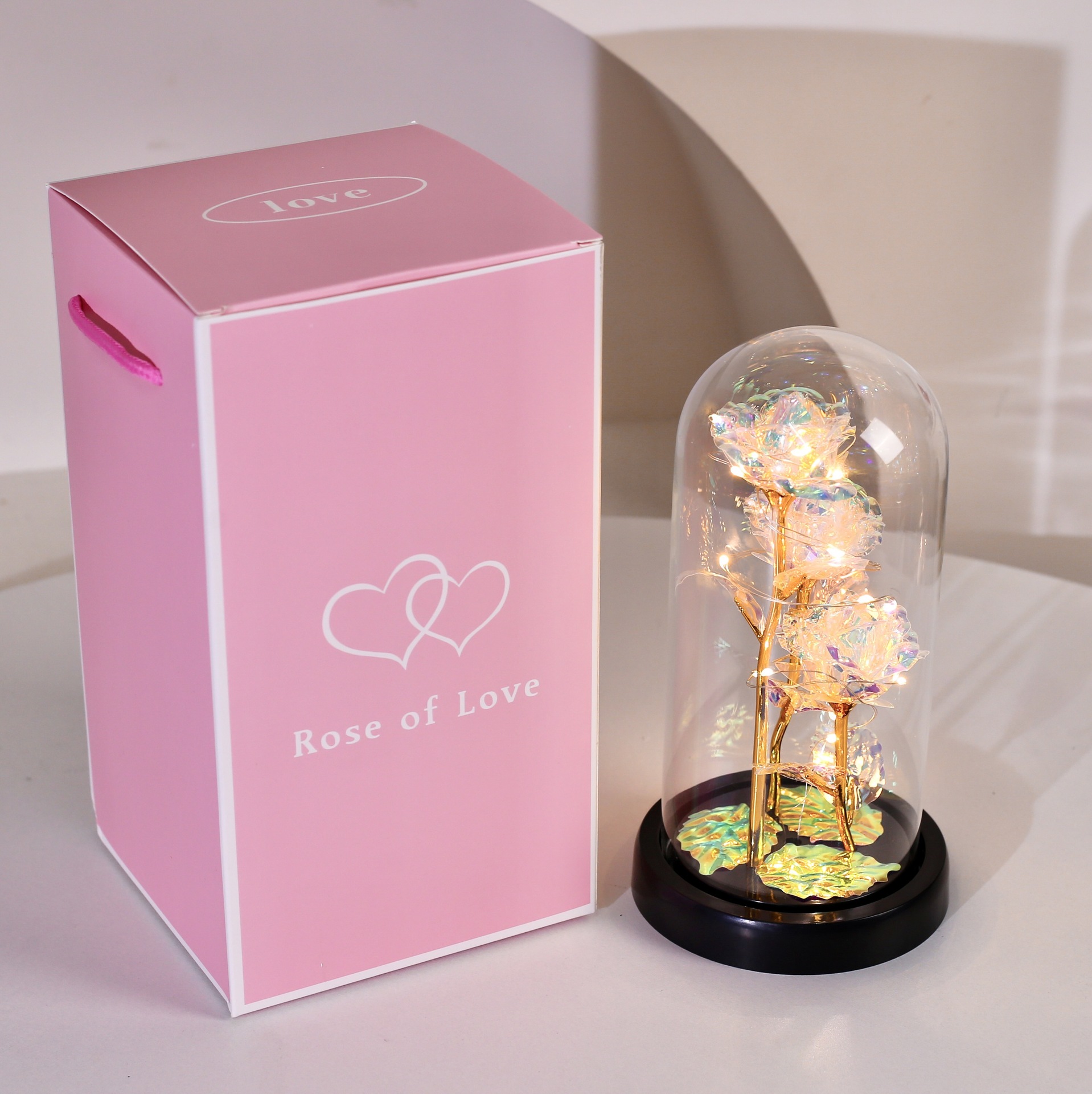 Three flowers, colored gold (black background) (comes with battery), handwritten greeting card✓