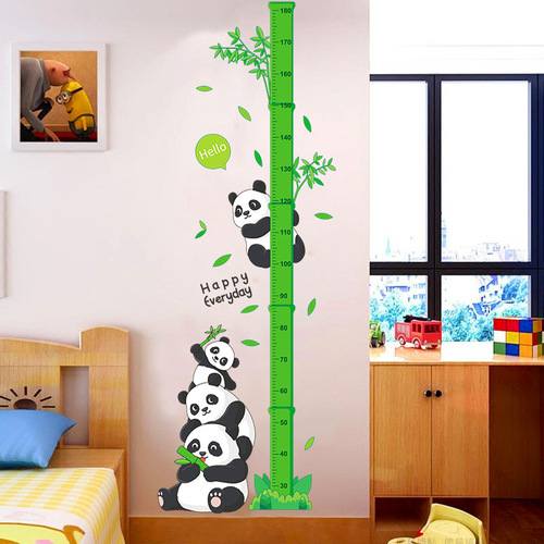 2024 Cute Cartoon Panda Height Measurement Wall Sticker for Kids' Room Classroom Decoration Shopping Mall Atmosphere Arrangement Height Sticker