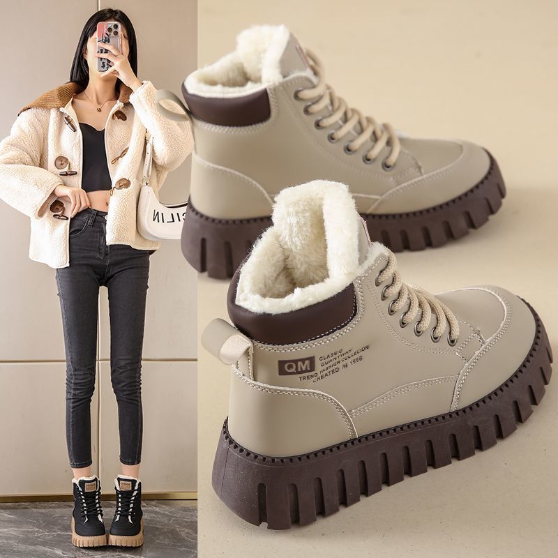 2025 otoño y invierno nuevos zapatos de algodón multifuncionales zapatos de mujer estilo británico Martin botas de mujer botas cortas botas de nieve gruesas