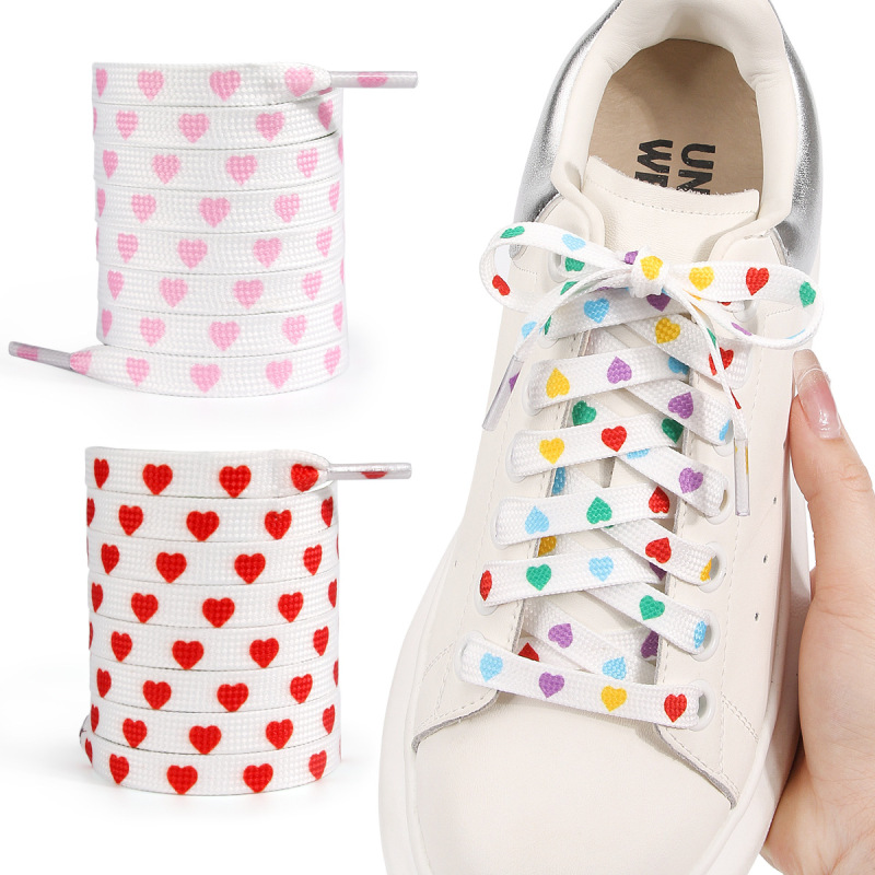 New Kuangge 1970S Vance Couple Heart Print Pattern Canvas Shoes Shoelace Rope Af1 Air Force One Shoelace