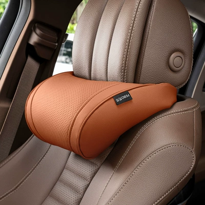 Suitable for Chevrolet Cruze Car Headrest, Malibu Neck Pillow, XL Lumbar Support, Trailblazer Lumbar Support, Equinox (Waist support) - small-k-style-litchi-pattern-love-horse-orange-headrest-one-pack