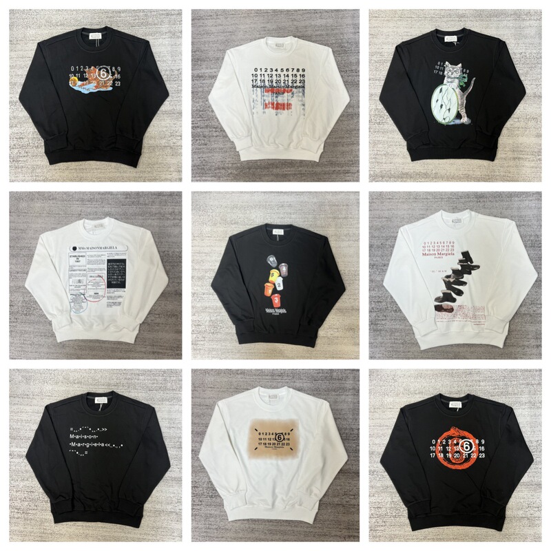 Cross-border Maison Margiela MM6 high-quality embroidered letter round-neck long-sleeve terry sweatshirt for men Cross-border Maison Margiela MM6 high-quality embroidered letter round-neck long-sleeve terry sweatshirt for men