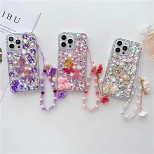 Full Diamond Three Small Butterflies Suitable for Samsung S25Ultra Mobile Phone Case Stereo Glass Rhinestone S24Ultra Protective Cover