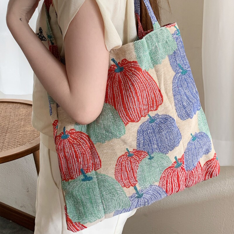 2026 New Korean Style Fashion Cloth Bag Retro Floral Leopard Print Canvas Bag for Female Students Hand-Held Crossbody Tote Bag Trendy