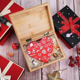 复古竹制桌面收纳盒带盖子的多功能收纳盒首饰盒礼品翻盖盒