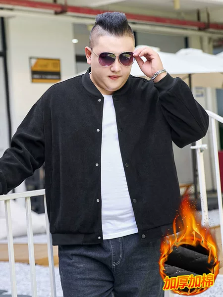 Baseball uniform jacket plus size men's jacket loose casual corduroy long sleeve sweater fat guy fashion