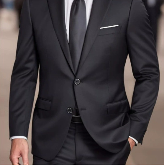 Cross-Border New Men's Groom Suit Double-Button Suit Two-Piece Solid Color Slim Banquet Suit Jacket