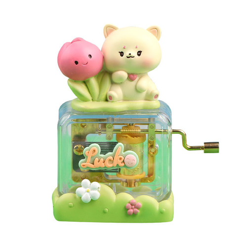Cute pet hand-cranked music box creative music bell birthday gift cute desktop music box decorative ornament for girls