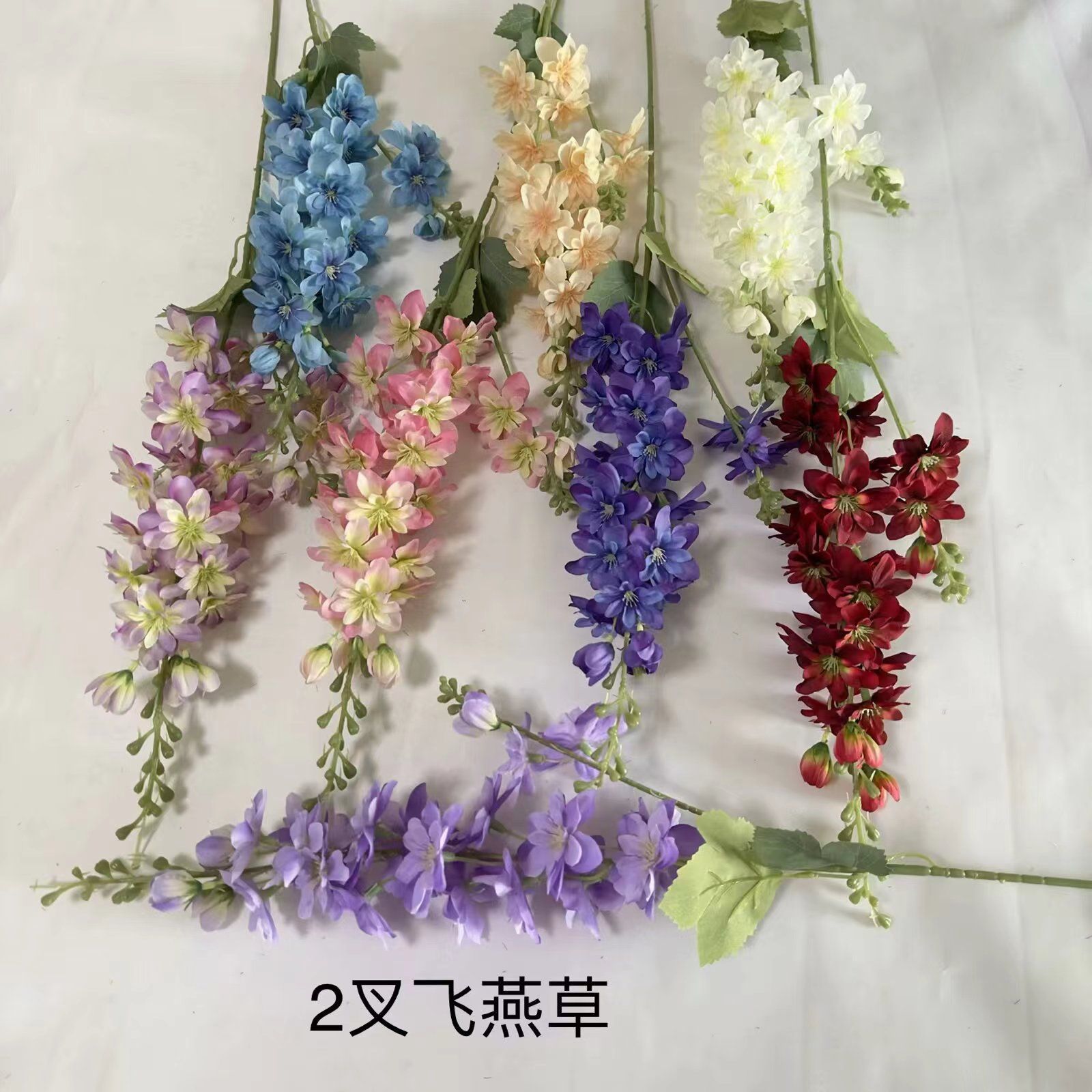 2 포크 대형 delphinium 인공 꽃 소매 단일 홈 웨딩 장식 소품 웨딩 레이아웃 가짜 꽃 말린 꽃