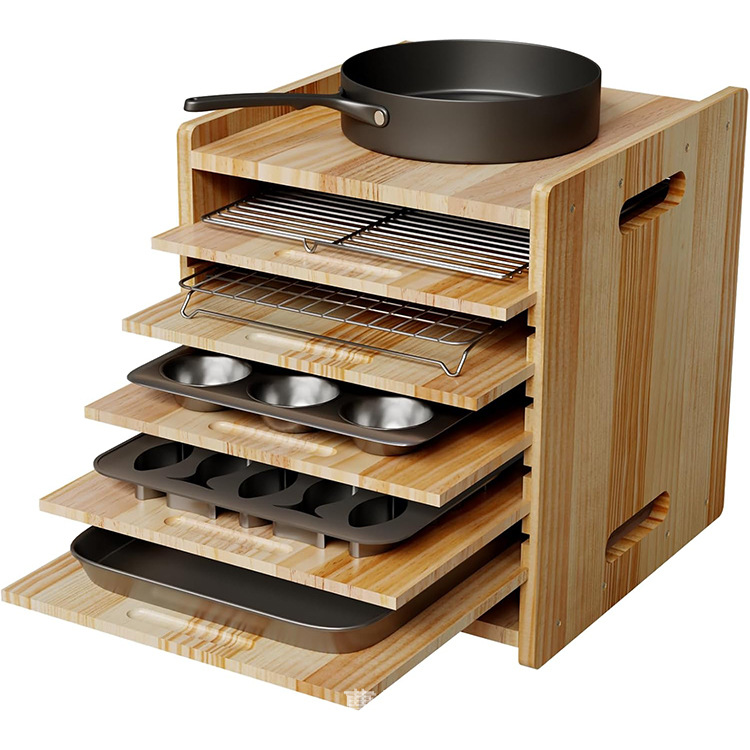 Kitchen Plate Storage Cabinet Kitchen Utensil Divider Tableware Vertical Tray Storage Rack Baking Pan Chopping Board Lid Storage